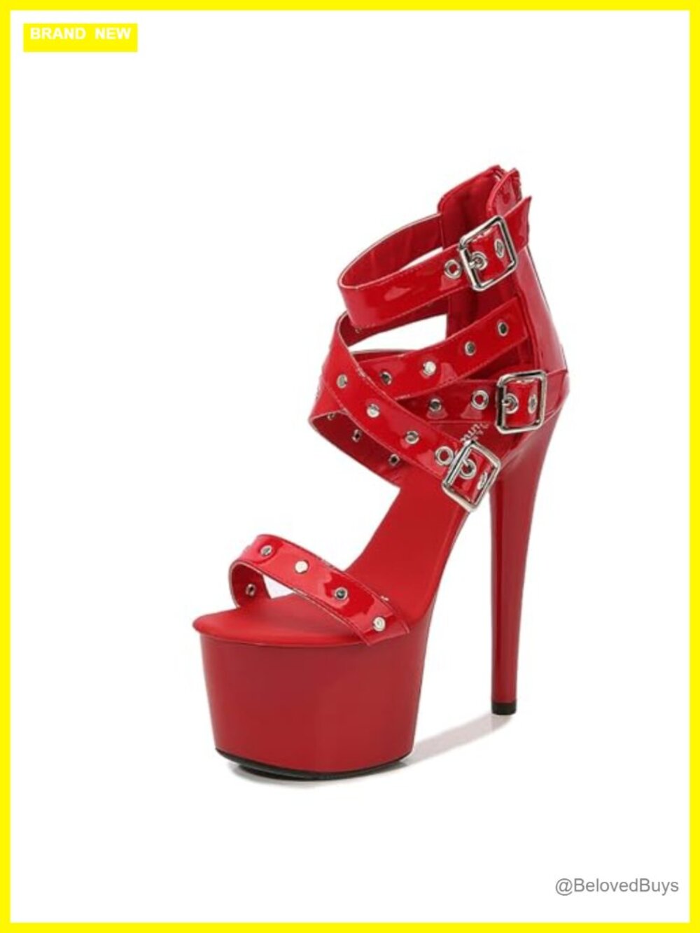 Rivet Platform Chunky High Heel Gothic Sandals Ankle Strap Buckle Open Toe Lug